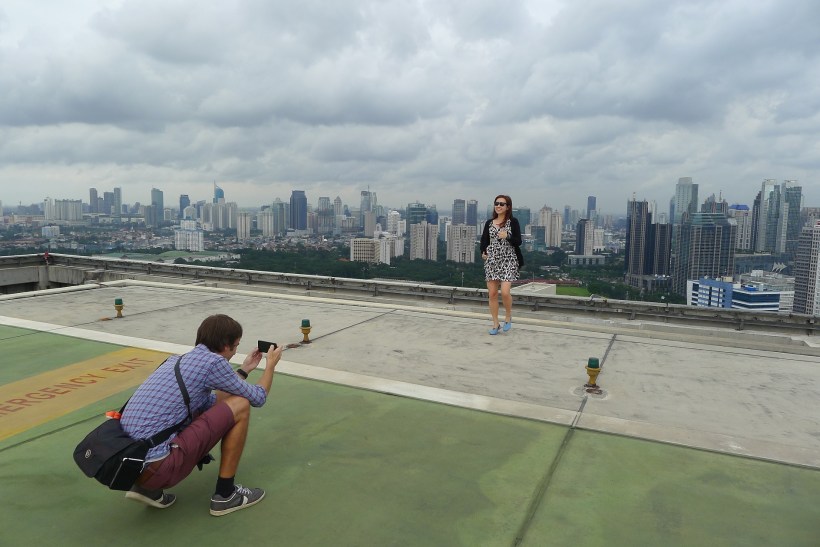 Against the awesome skyline.